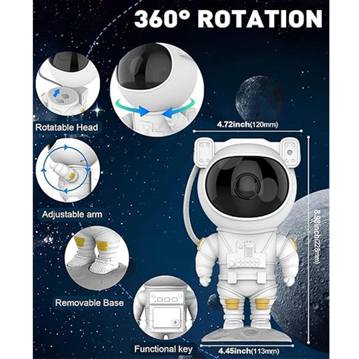 ๐ One94store Astronaut Galaxy Projector Night Light