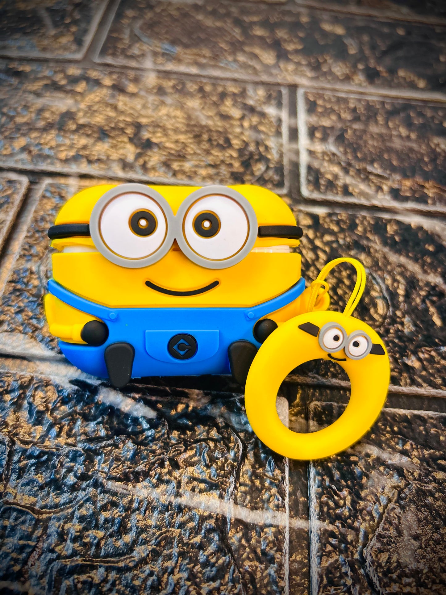 4CRAZEE Compatible for AirPods Pro 2nd Generation Case Cover with Keychain, Soft Silicone Skin Case Cover Full Protective (Only Silicone Cover) (yellow Minion)
