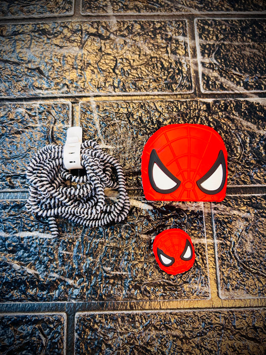 4CRAZEE Compatible for iPhone Charger Case Cover, Funny Cartoon Character, Silicone Charger Case Cover Compatible for 18-20W 360 Degree Full Protection Cover (SPIDERMAN))